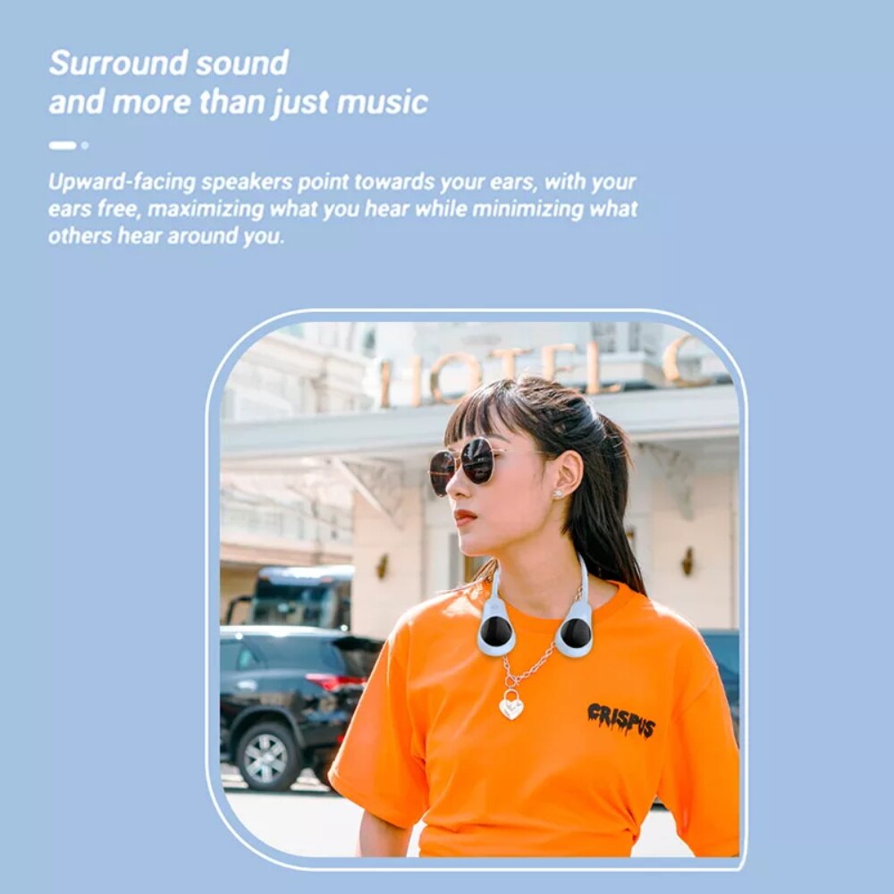 Neck Bluetooth Speaker Wearable Wireless Bass Surround Stereo Portable bluetooth player With Microphone Outdoor Sports Speaker