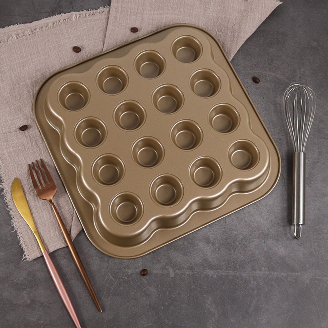 2 In 1 Non Stick 16Hole Cupcake Baking Pan Tray Tin Cup Cakes Muffin Mold Black 28.8*3.8CM Carbon Steel