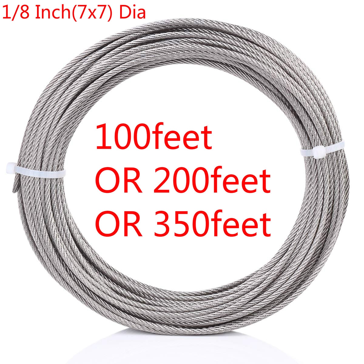 1/8 inch 316 Stainless Aircraft Steel Railing Wire Rope Cable 16FT 32FT 65FT 100FT 200FT 350FT
