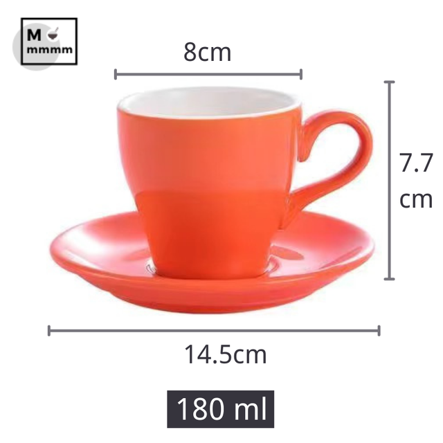 Bts-taza grande de cerámica para café, tazas de café con platillos, de Color sólido, para té, cambia de Color: orange