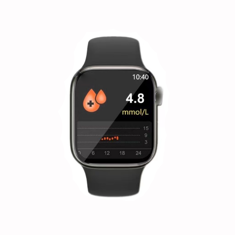 Medizinische EKG-Smartwatch für Erwachsene, Blutzucker, Blutfett, Harnsäure, Gesundheit, intelligentes Bluetooth, nicht-invasives Blutzuckermessgerät: Black