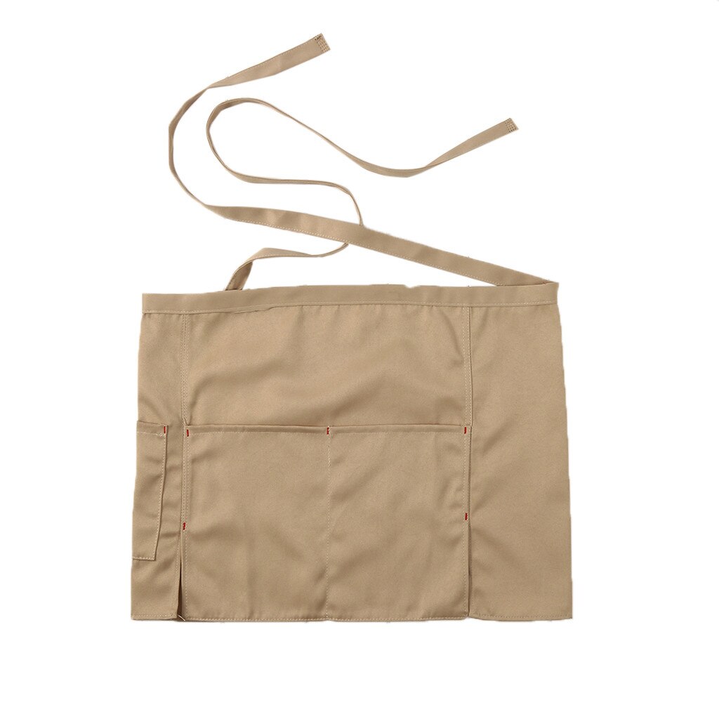 Saingace Waist Short Apron Hotels Restaurant Cafe Waiters and Waitresses Uniforms Kitchen Restaurant Work Solid Aprons: Beige 