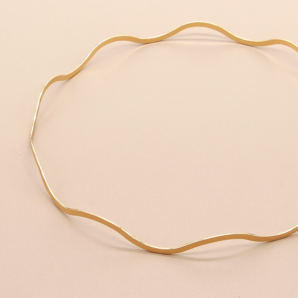 1 stk kvinder guld metalbølge bøjning hårbånd geometriske tynde hovedbånd hovedbeklædning til daglig fest