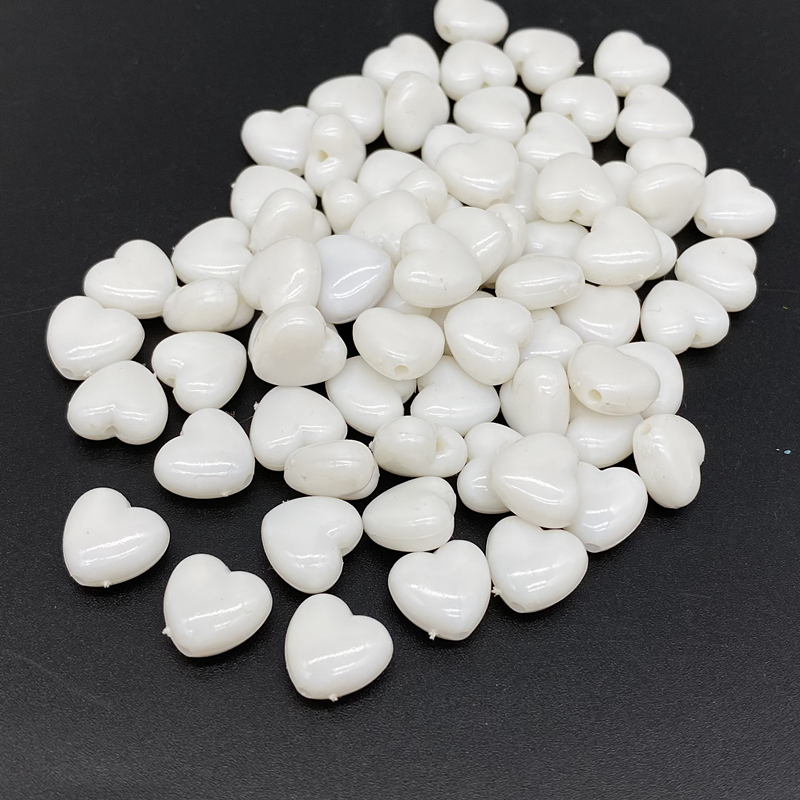 50pcs/lot 10mm Heart Shape Acrylic Beads Loose Spacer Jewelry Making Necklace Pendant Bracelet Handmade DIY: Yellow