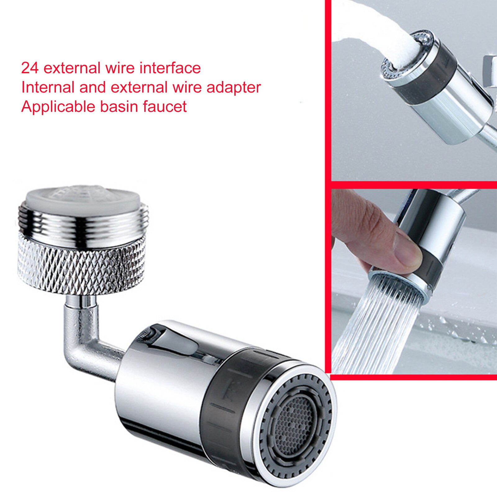 Splash Filter Kraan 720 Graden Draaibare Kraan Spuit Hoofd 22-24Mm Mobiele Keuken Kraan Sectie Douchekop Beluchter