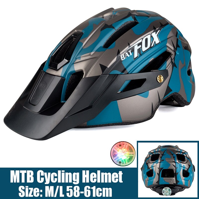 BATFOX Bicycle Helmet Chameleon Gradient Color Riding Mountain Bike Cycling Helmet Skateboard Helmet Safety Helmet: M279-Blue