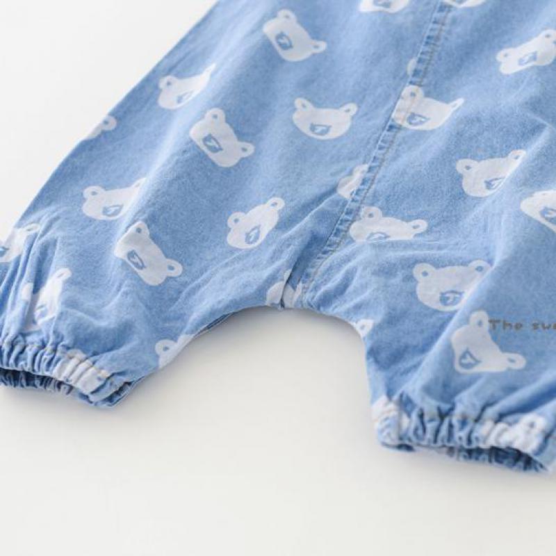 Bebê infantil roupas da menina do menino dos desenhos animados urso cowboy macacão bonito primavera criança sem mangas alças calças compridas macacão