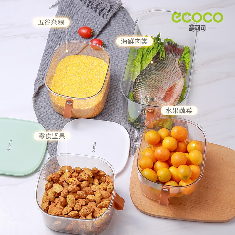 ECOCO Refrigerator Food Storage Containers with Lids Transparent Large Capacity Plastic Seal Tank Separate Vegetable Fresh Box