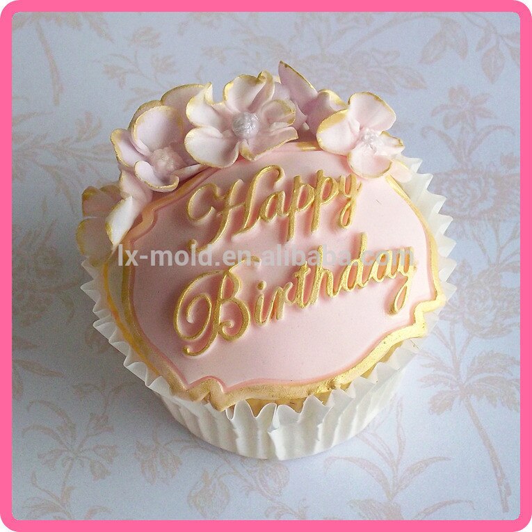 Grattis på födelsedagen hälsningar silicne form för cupcake dekoration
