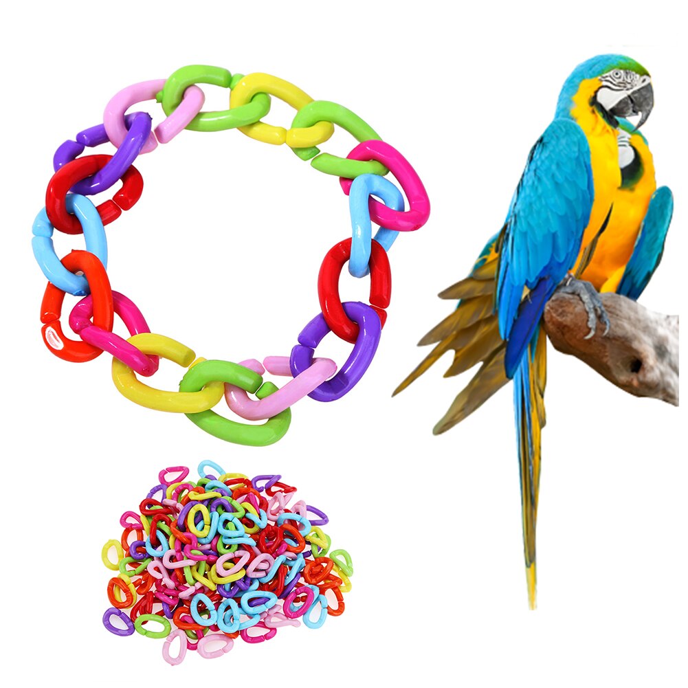 100 stk fugle tilbehør c-links kroge papegøje farverige svingbur kæde legetøj farverige perler fugl forsyninger klokker legetøj