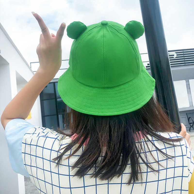 Cute Frog Letter Bucket Hats Women Cover Fisherman Cap Hat For Adult Women Sunscreen Summer Outing Hat
