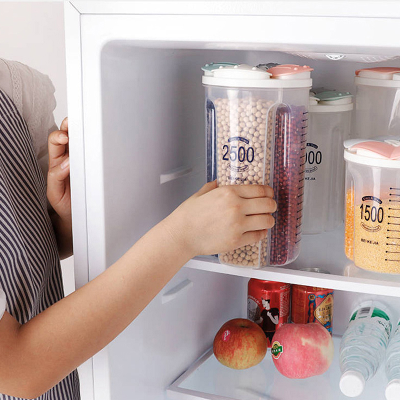 Cereal Storage Container Food Storage Box with Lid and Compartments Kitchen Grain Storage Tank Sealed Cans Transparent Organizer