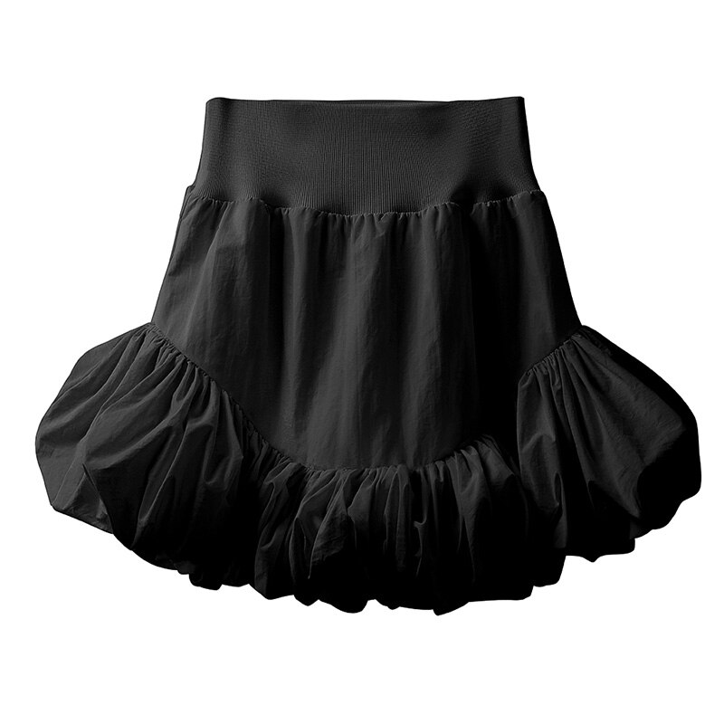 Black Wrap Rokken Vrouwen Zomer Koreaanse Onregelmatige Plisse Puffy Mini Rok Vrouwelijke Witte Hoge Taille Slanke Bud Korte Rok Plus size: Black / Xl