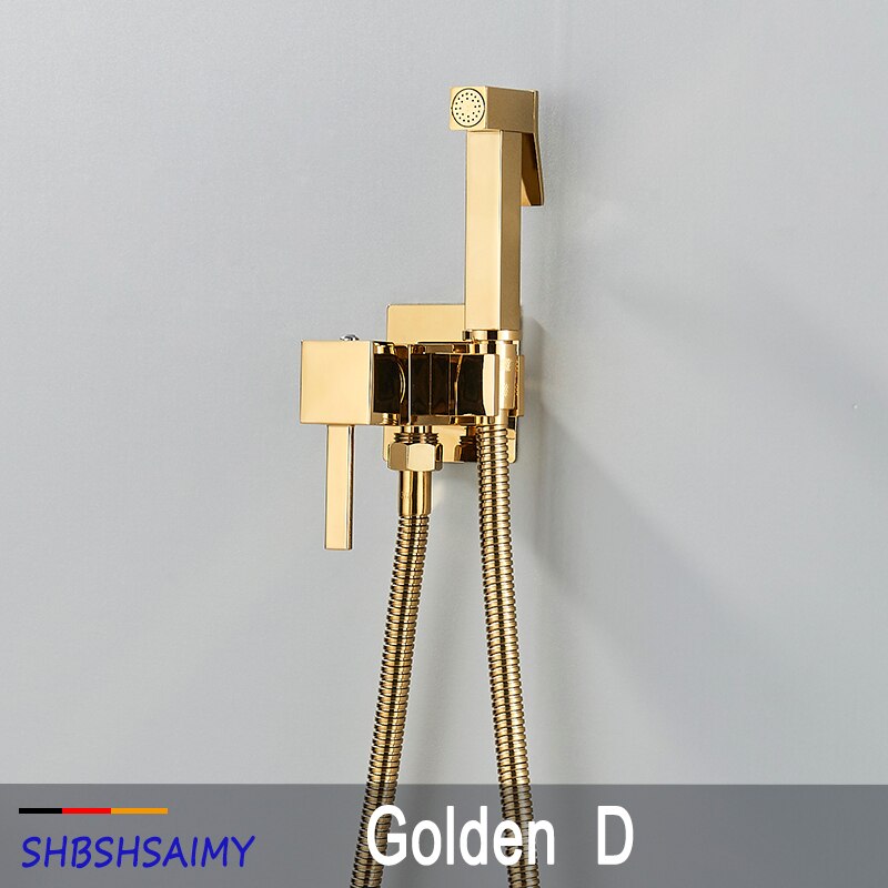 SHBSHAIMY Schwarz Durcheinander Schlecht Bidet Armaturen Hochdruck Spritzgerät dusche wasserhahn Bidet wc waschmaschine Warmen und Kalten Wasser Mischer: Gold D