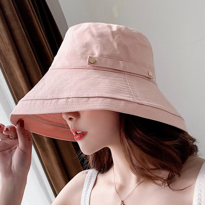 Bingyuanhaoxuan 7 ensfarver bøttehatte til kvinder mænd panama bøttehætte kvinder hat fisker bomuld enkle hatte: Lyserød