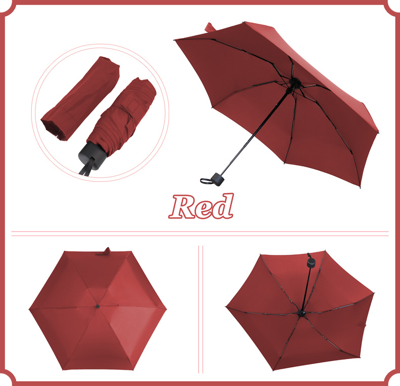 Miniparaguas de bolsillo superligero para hombre y mujer, sombrilla plegable de 190g con 5 pliegues, ideal para de viaje: red