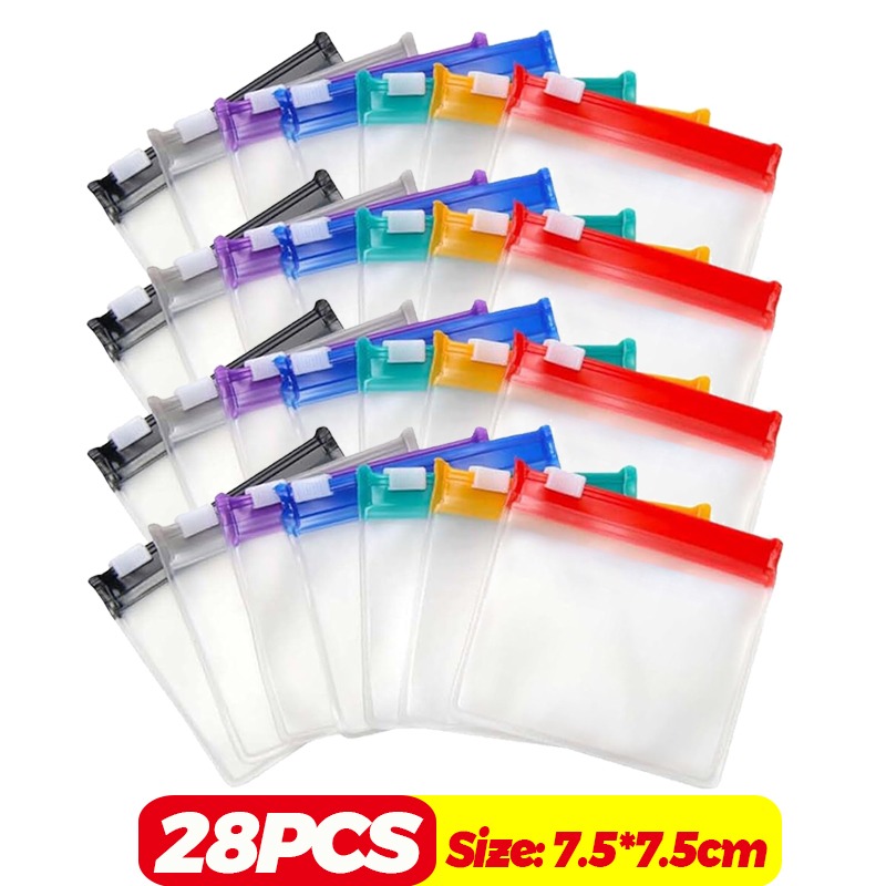 Mini bolsas dispensadoras de pastillas, bolsa de joyería de viaje portátil con cremallera deslizante, organización de almacenamiento impermeable autosellante, 7/48 Uds.: Rojo