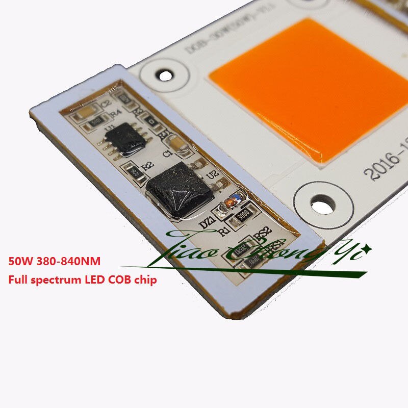 110 vac højeffekt 50w led chip indbygget driver 380nm-840nm fuld spektrum led