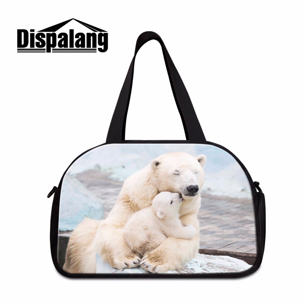 Saco de viagem bonito saco de viagem urso polar impressão grande tote de viagem na moda ombro duffle saco feminino padrão animal saco de bagagem meninas
