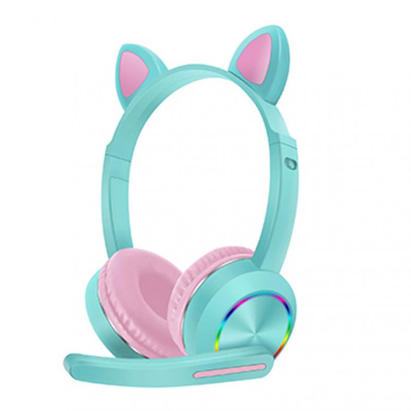 Cute Cat Bluetooth 5.0 Headphones - RGB LED Lights - Microphone - Stereo Bass Music Headset: 05
