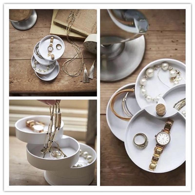 Wit Draaibare Opslag Lade voor Sieraden Trinket Ketting Armband Oorbel Slaapkamer Sleutelhouder Kaptafel Organizer