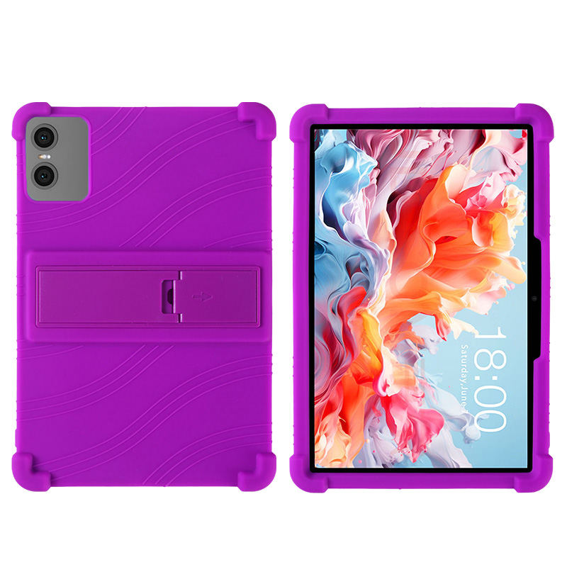For Teclast P30T P30 Tablet 10.1 Inch Kickstand Coat Shockproof Tablet Case Android 14 Soft Silicon Stand Protective Shell Cover: PURPLE