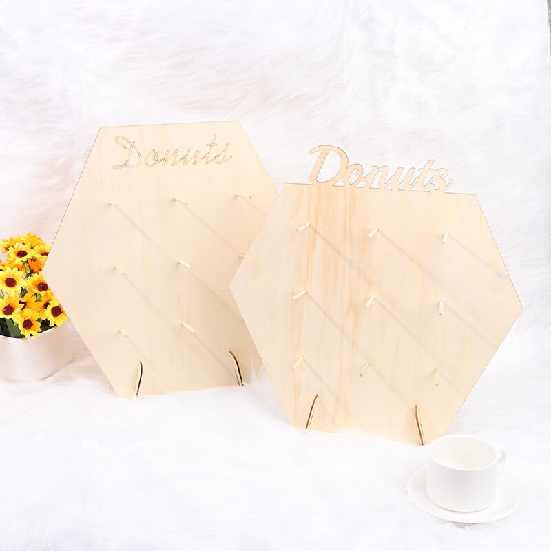 Wooden DIY Donuts Wall Stand Dessert Cake Display Rack Wedding Birthday Party Mother's Day
