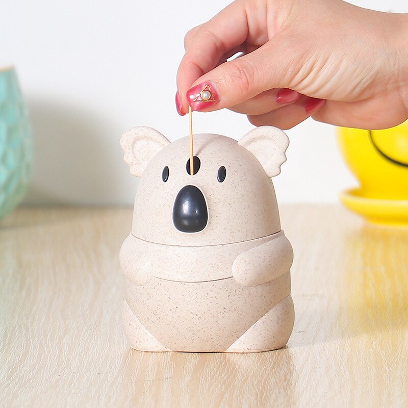 Distributeur automatique de cure-dents, hibou de dessin animé, conteneur de cure-dents de bureau: Koala wheat