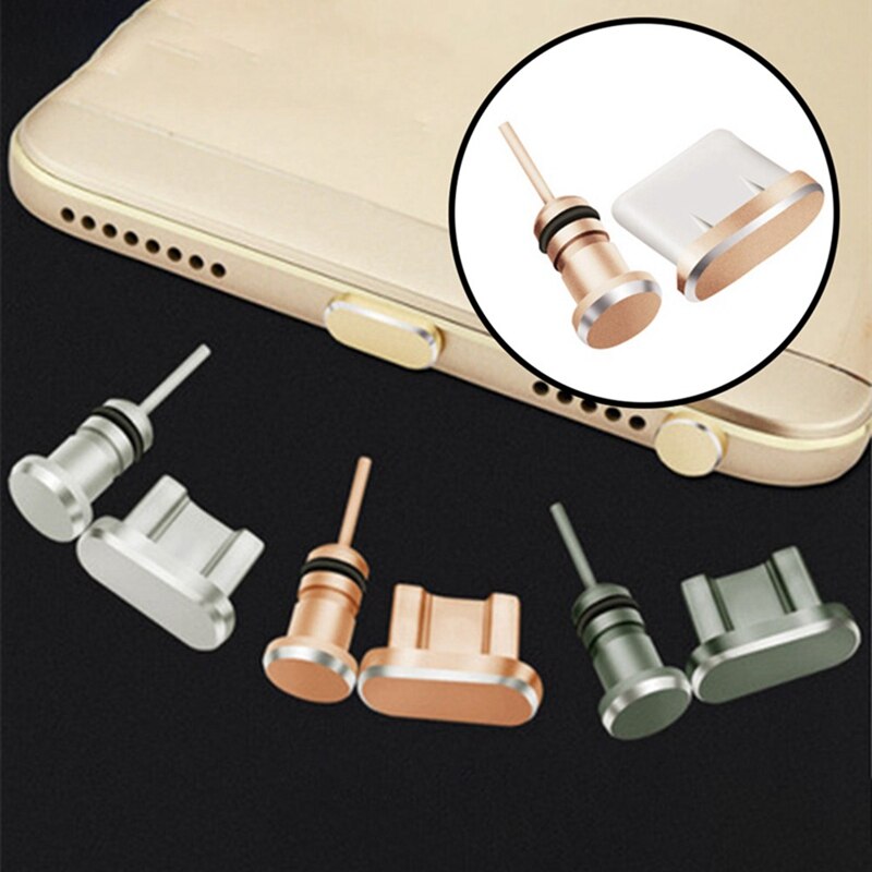 Metalen Micro Usb-poort Opladen + Oortelefoon Poort Stof Plug Android Mobiele Telefoon 3.5Mm Headset Stopper Halen Kaart Pin