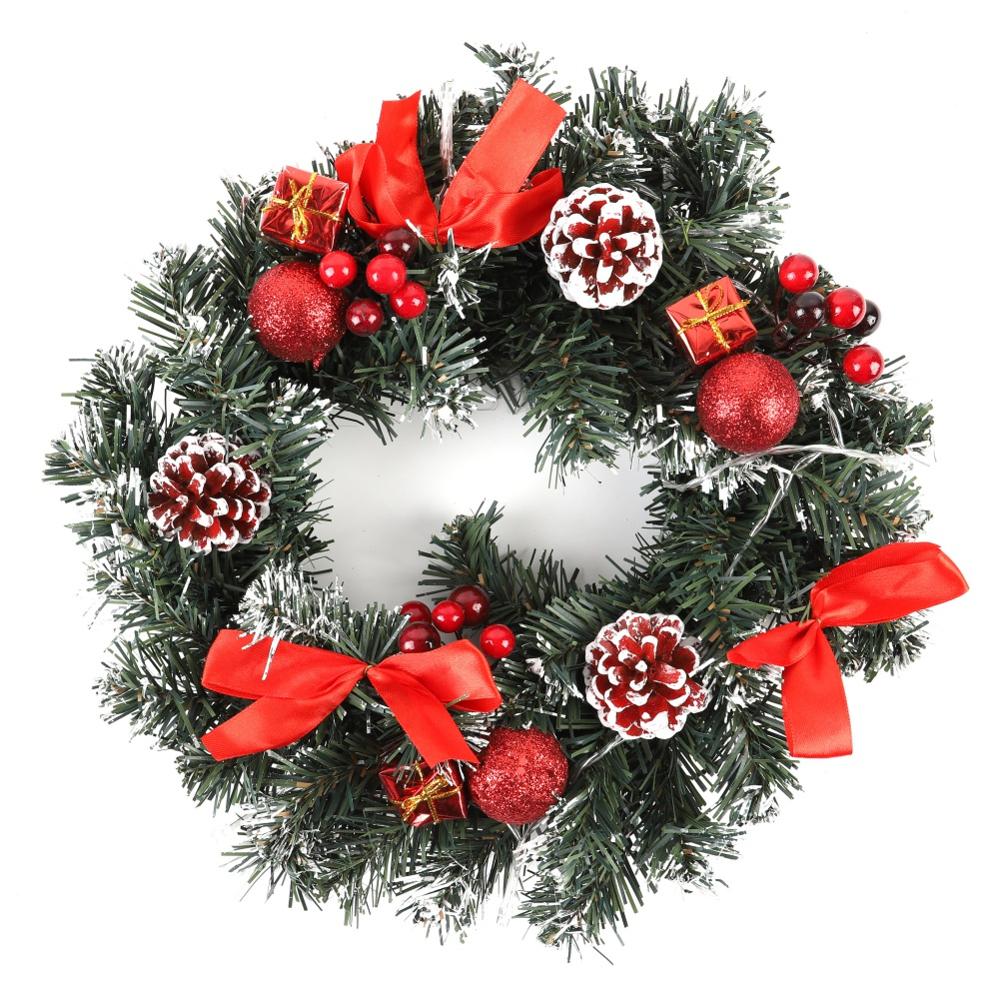 Fashionable Christmas Wreath With Battery Powered LED Light String Front Door Hanging Garland Home Decorations