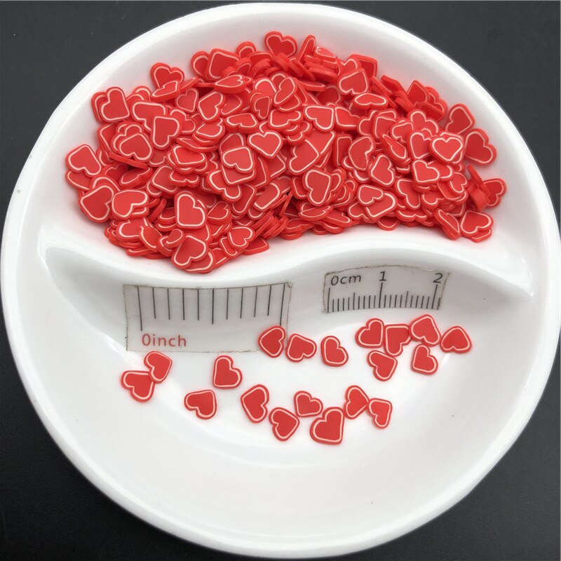 50g rouge coeur polymère argile saupoudrer pour enfants bricolage, argile douce pour artisanat argile/Nail Art/Scrapbook décoration bricolage, remplissage