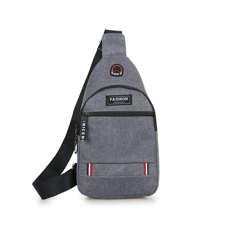 Sac de messager épaule Oxford tissu bandoulière décontracté sacs de messager casque trou multifonction sac à main: Gris foncé
