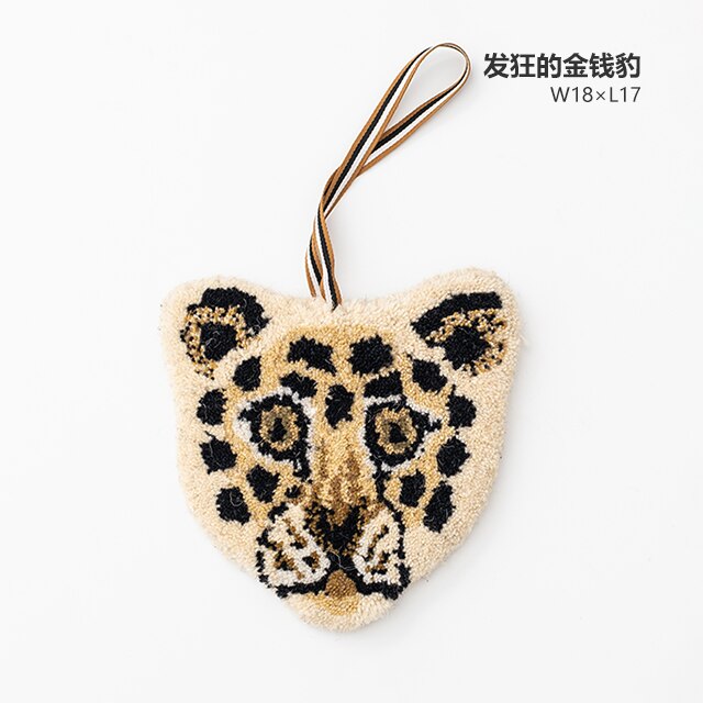 Léopard inde animal modélisation petit pot de laine caboteur caboteur coussin d'isolation à la main décoration de la maison pendentif: brown leopard