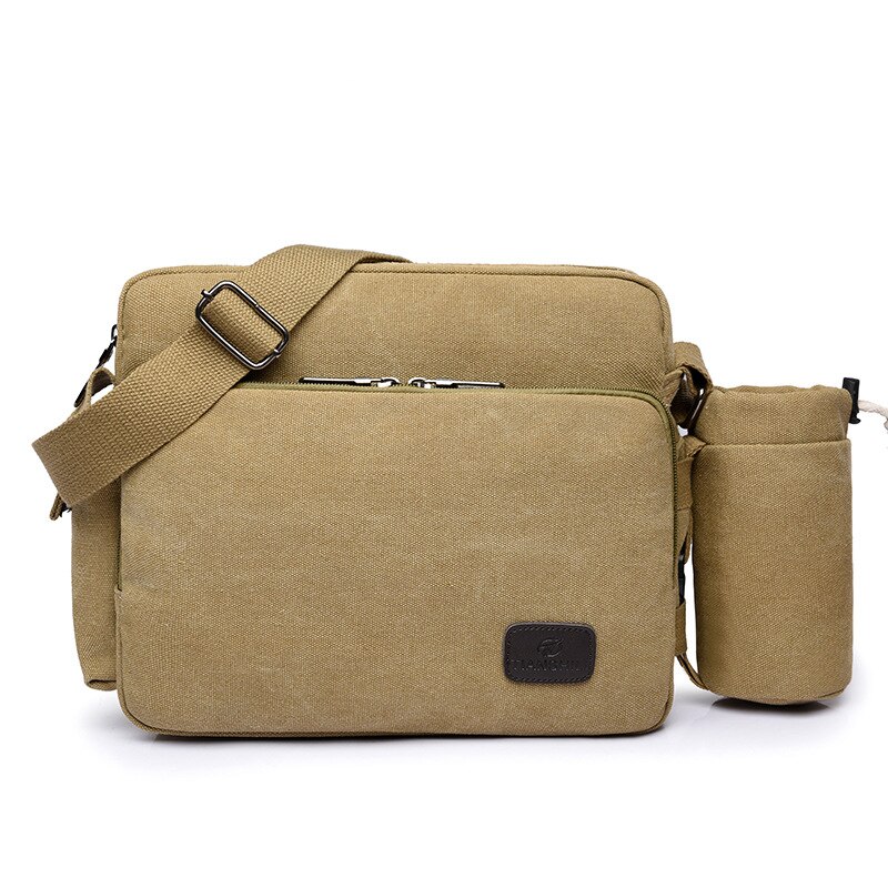 Männer Leinwand Multifunktions Messenger Schulter Taschen Solide Aktentaschen Koffer Tasche Karte Tasche Für Büro Taschen Outdoor Reisetasche: Khaki 2