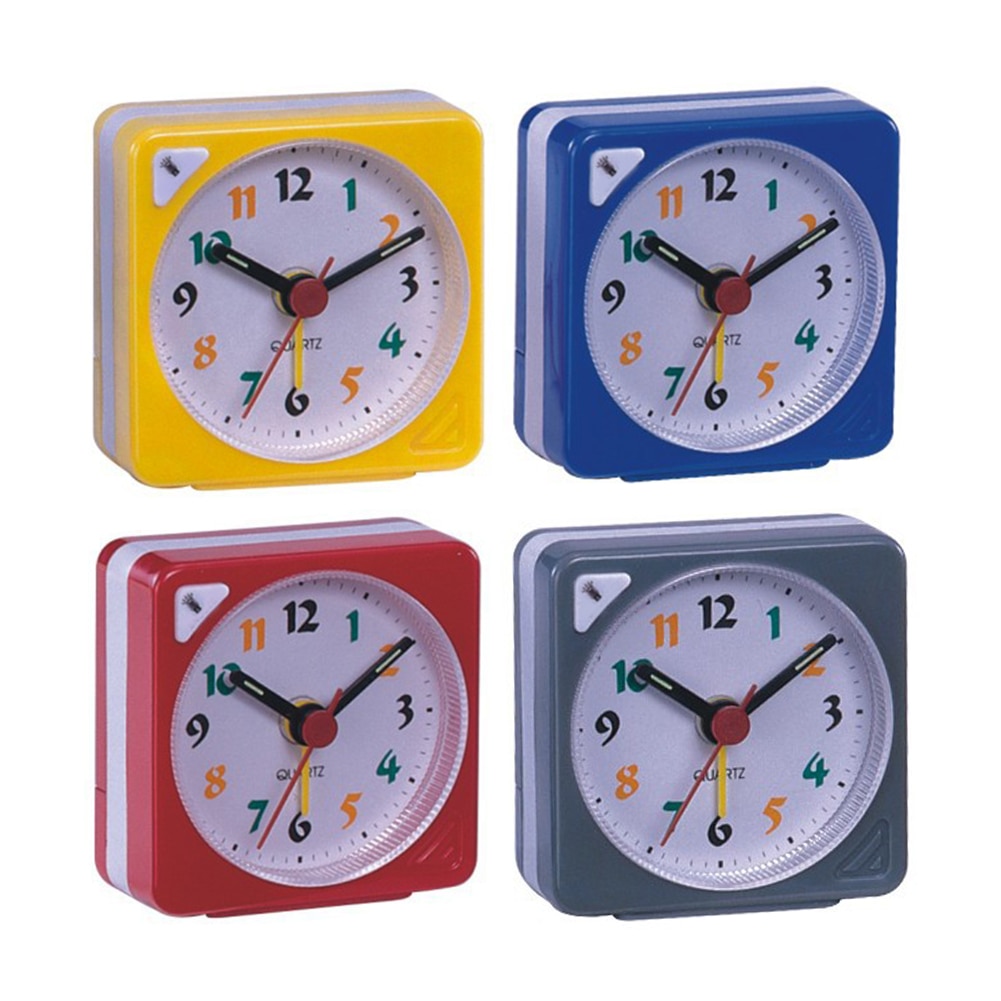 Portable Nightlight Alarm Clock Compact Durable Mini Plastic Analog Non Ticking Battery Operated Luminous Quartz Snooze