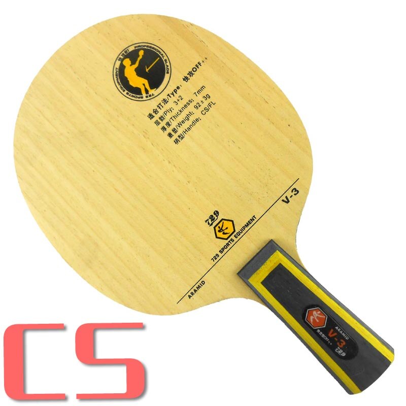 Ritc 729 venskab v -3 (v3, v 3)  træ arylat-carbon off++ bordtennis carbon klinge til pingpongketcher: Cs kort håndtag