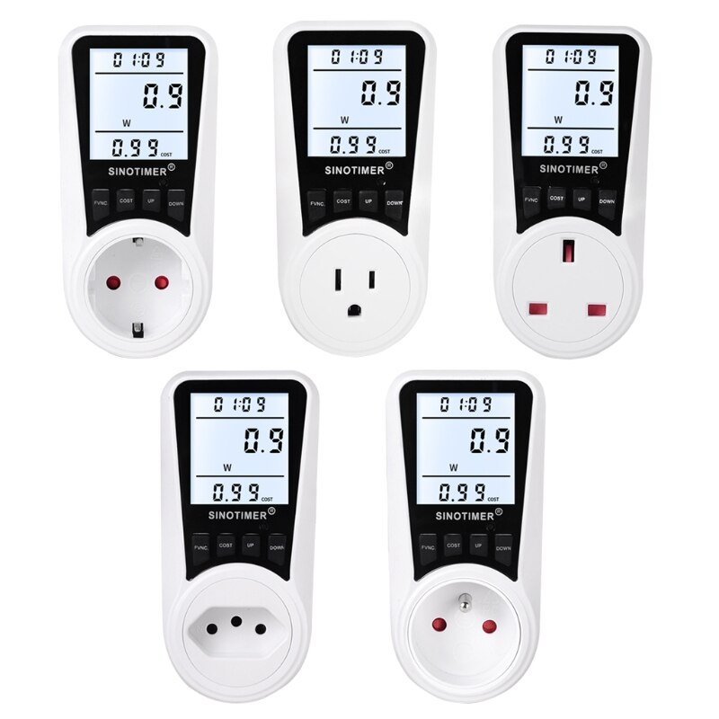 Electricity Usage Monitor Digital Wattmeter AC Power Meter 110V-230V Energy Meter Socket Power Monitor EU/US/UK/BR Plug