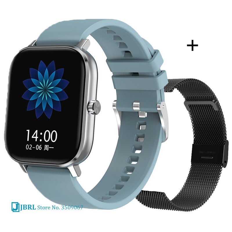 sport ecg firkantet digital klokke menn kvinner bluetooth samtale besvare digital armbåndsur dame stål passe klokker herre android ios: Dt35ec sølvblå 1