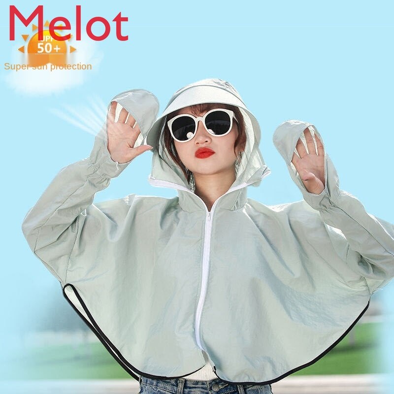 Ropa de protección solar para mujer, estilo coreano, protección UV, capó corto, a prueba de sol, Verano