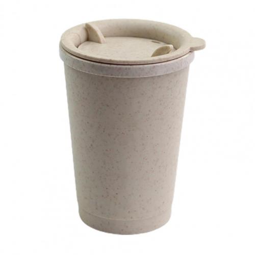 1PC Mug Leakproof Double-wall Insulation Wheat Fiber Straw Coffee Cup for Travel Coffee Mug Tea Mugs cup: Beige