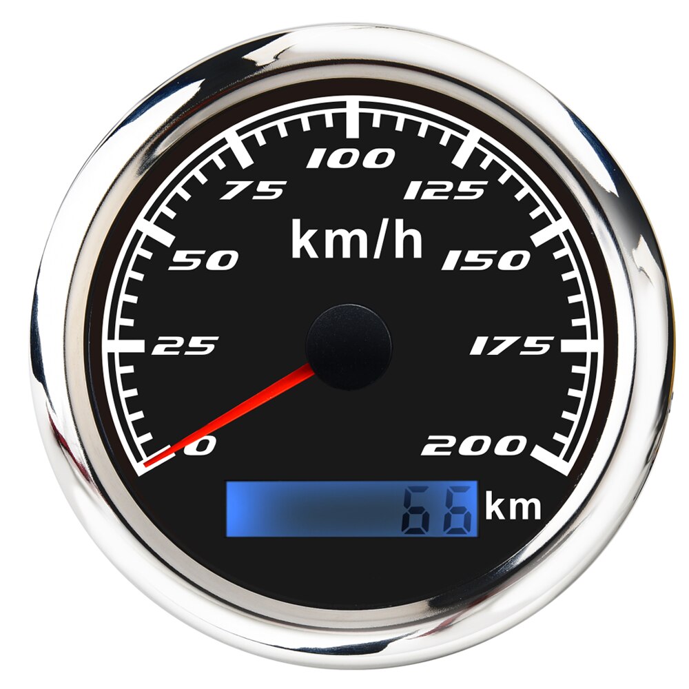 Hd 60 Km/h Gps Snelheidsmeter Kilometerteller 85Mm Gauge 120 200 Km/h Zonder Gps Antenne Voor Marine Boot Auto atv Truck Rode Backlight: black 200km