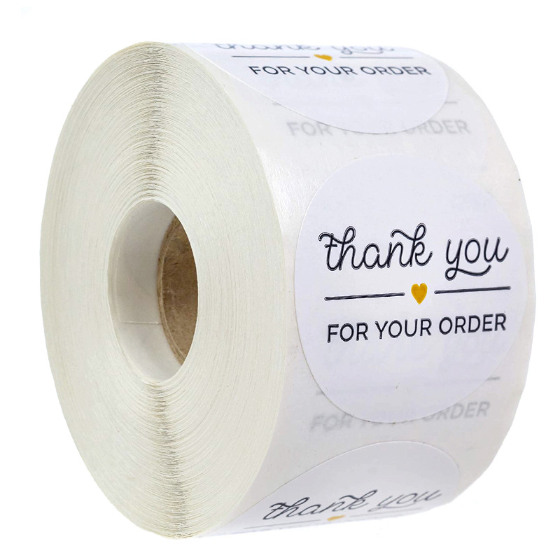 Etiqueta Adhesiva redonda de papel blanco para álbum de recortes, pegatina de agradecimiento de 1 pulgada, sello de sobre de boda, papelería hecha a mano, 50-500 Uds.: YH235-500pcs
