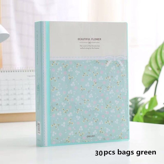 80 Pages Waterproof Multilayer Insert A4 File Folder Bag Document Organizer Bag Paper Storage Case Music Score Clip Pamphlet Box: Green 30 Pages