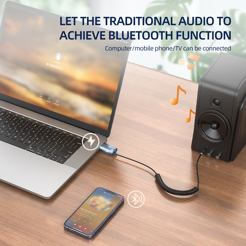 Bluetooth 5.3 Aux Adapter Wireless Car Bluetooth 5.0 Receiver USB to 3.5mm Jack Audio Music Mic Handsfree for Car Speaker