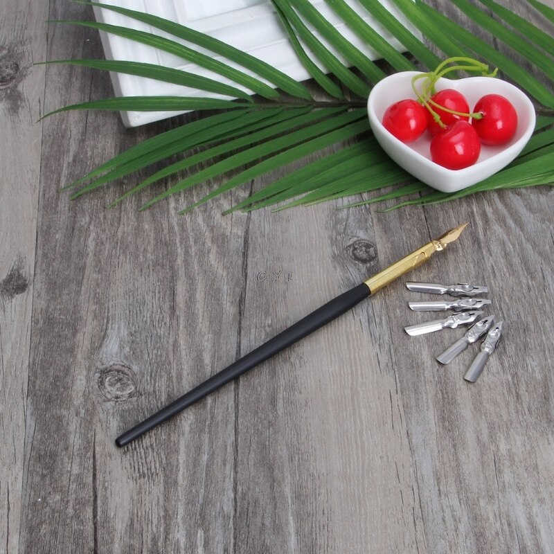 1 pcs Dip Pen x5 pcs Nib Calligraphy Drawing Dip Ink Nib Pen Set Signature Writing Antique for students Business