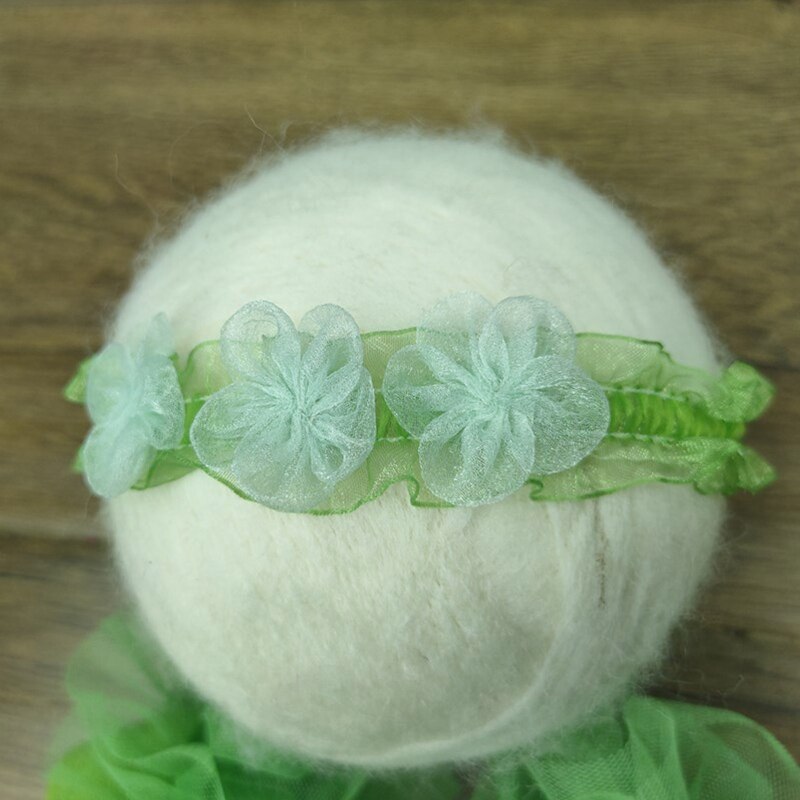 Newborn Girl Photography Outfits Cute Ruffle Lace Splicing Bodysuit Rompers with Flower Headband Hairband Baby Photo Props