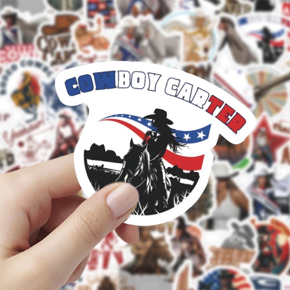 60Pcs Cool Cowboy Carter Stickers DIY Stickers Scrapbooking Phone Luggage Skateboard Vinyl Waterproof Graffiti Decals