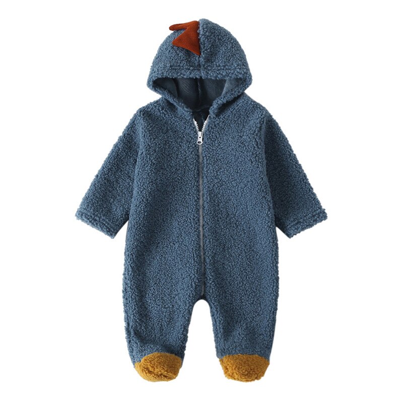 Baby Winter Jumpsuit Baby Baby Jongens Meisjes Cartoon Dinosaurus Fleece Hoodie Romper Kleding Jumpsuit #4D03: Blauw / 12m