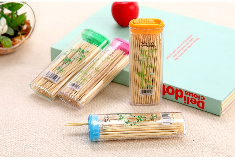 100 stks/doos Natuurlijke Bamboe Tandenstoker voor Thuis Restaurant Hotel Producten Tandenstokers Gereedschap