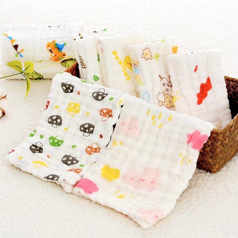 10 Stk/partij Baby Zakdoek Vierkante Fruit Patroon Handdoek Mousseline Katoen Baby Gezicht Handdoek Veeg Doek